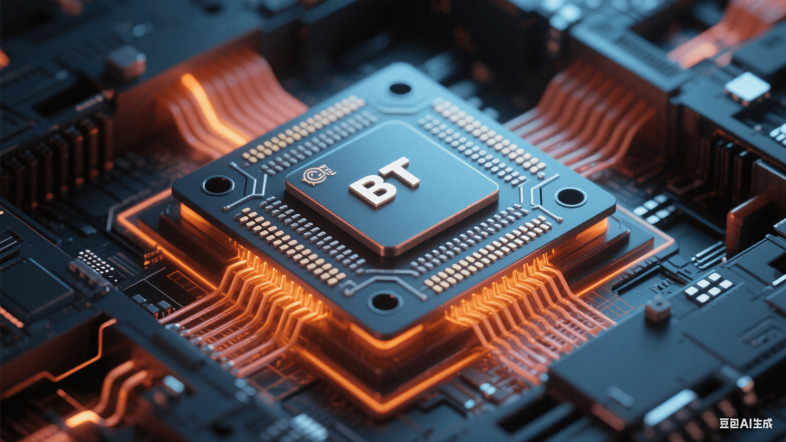 HDI 基板三層結(jié)構(gòu)示意圖，展示微孔互連與積層布線設(shè)計(jì)，線寬 / 線距 30μm 級高密度線路排列