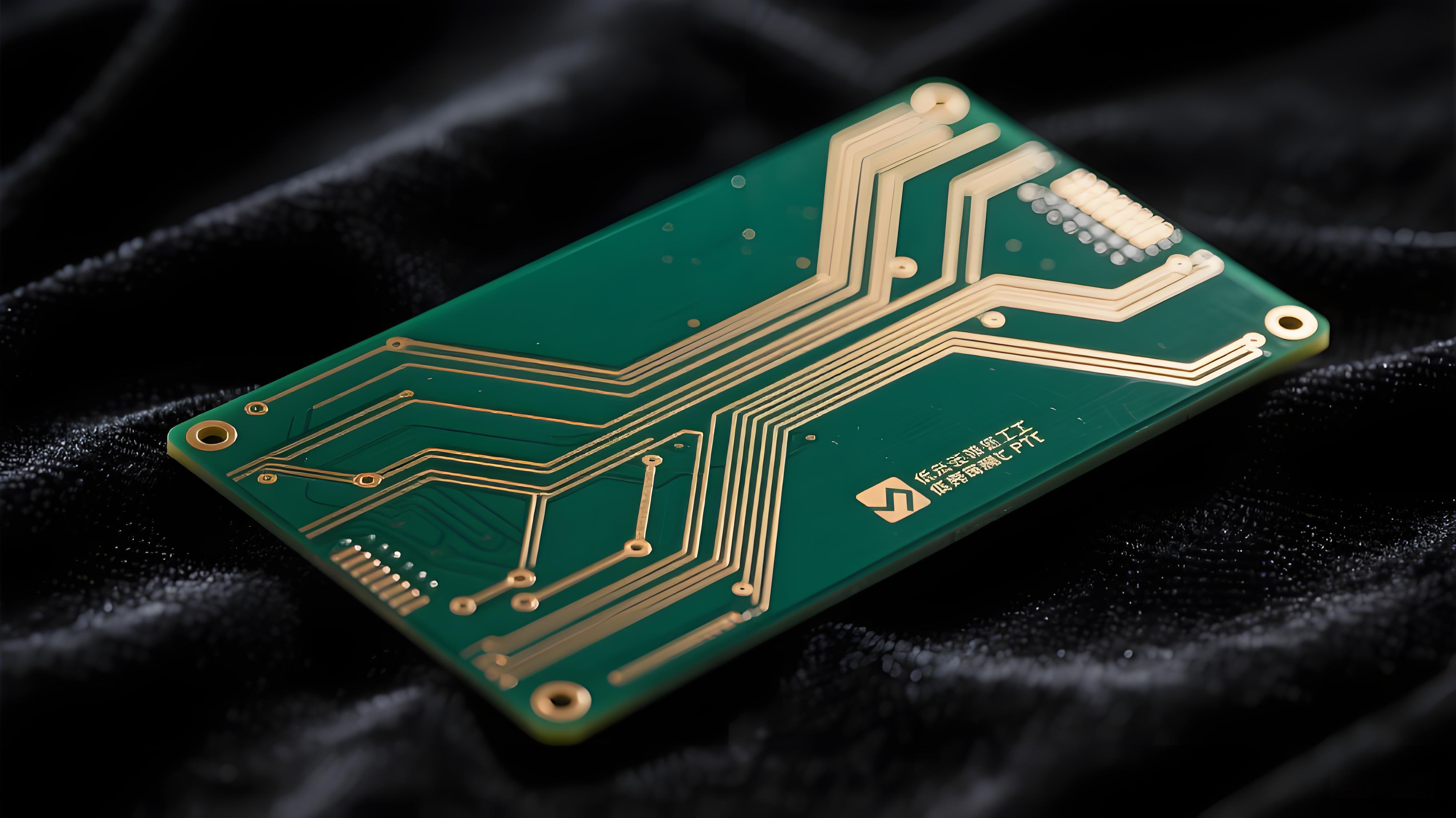 加工完成的高精度低損耗PTFE高頻電路板特寫(xiě) 展示其復(fù)雜金色線路與深綠色基材