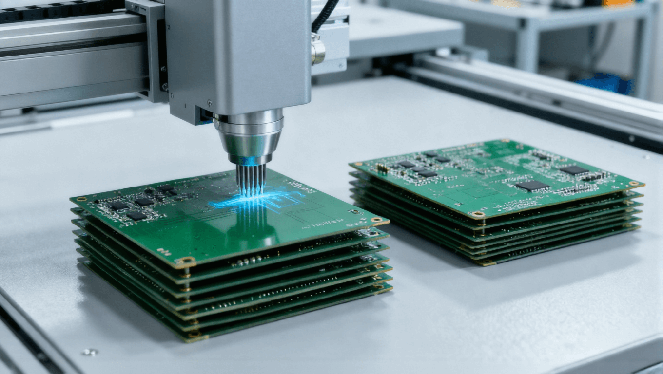 工業(yè)控制4層PCB飛針5%抽測場景，覆蓋良品與不良品將漏測率降至0.2%