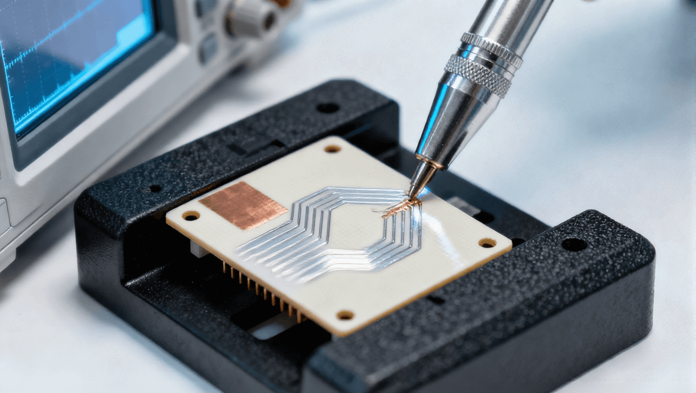 高頻毫米波天線板 自動(dòng)駕駛 77GHz 雷達(dá)板 車(chē)規(guī)測(cè)試 示波器探頭 冷調(diào)光影 .png