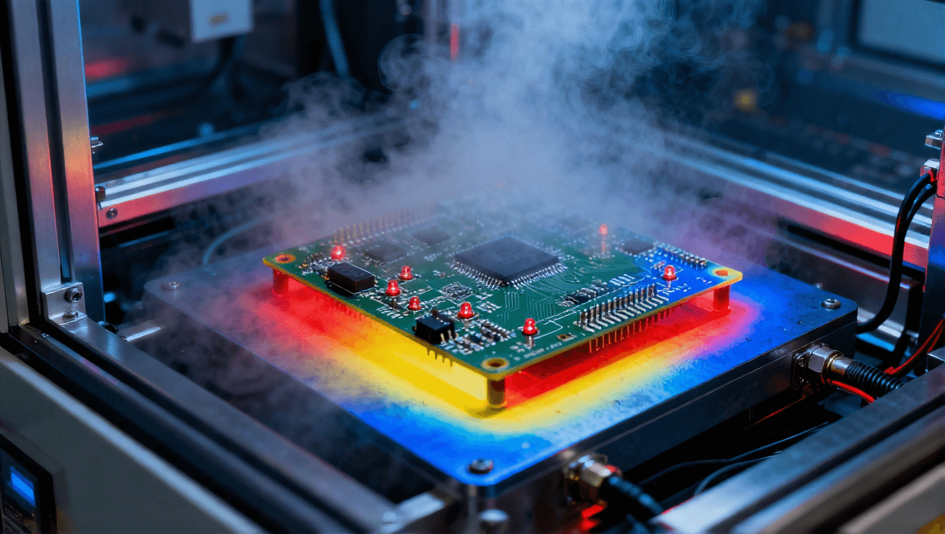 電路板熱沖擊測試，紅外熱像儀監(jiān)測快速溫變下的熱應(yīng)力與失效風(fēng)險(xiǎn)