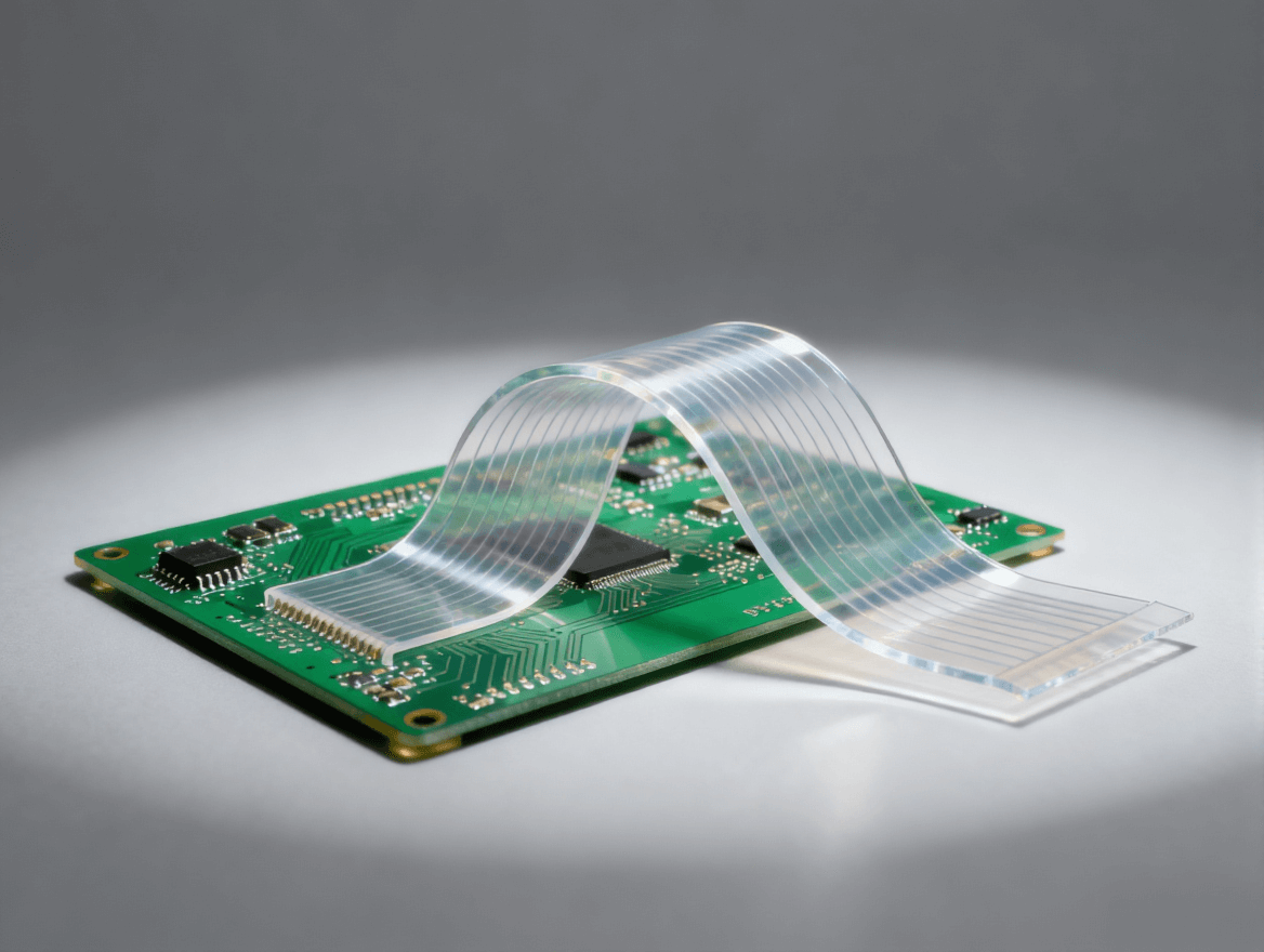 傳統(tǒng)硬質(zhì)電路板與透明柔性電路板的對比，突出柔性優(yōu)勢