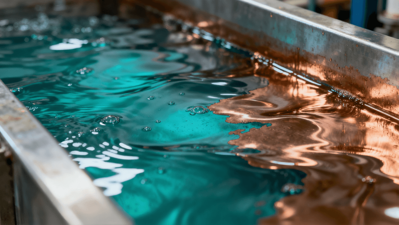 沉銅溶液反應(yīng)過(guò)程中銅離子沉積與鍍層均勻性工業(yè)特寫(xiě)