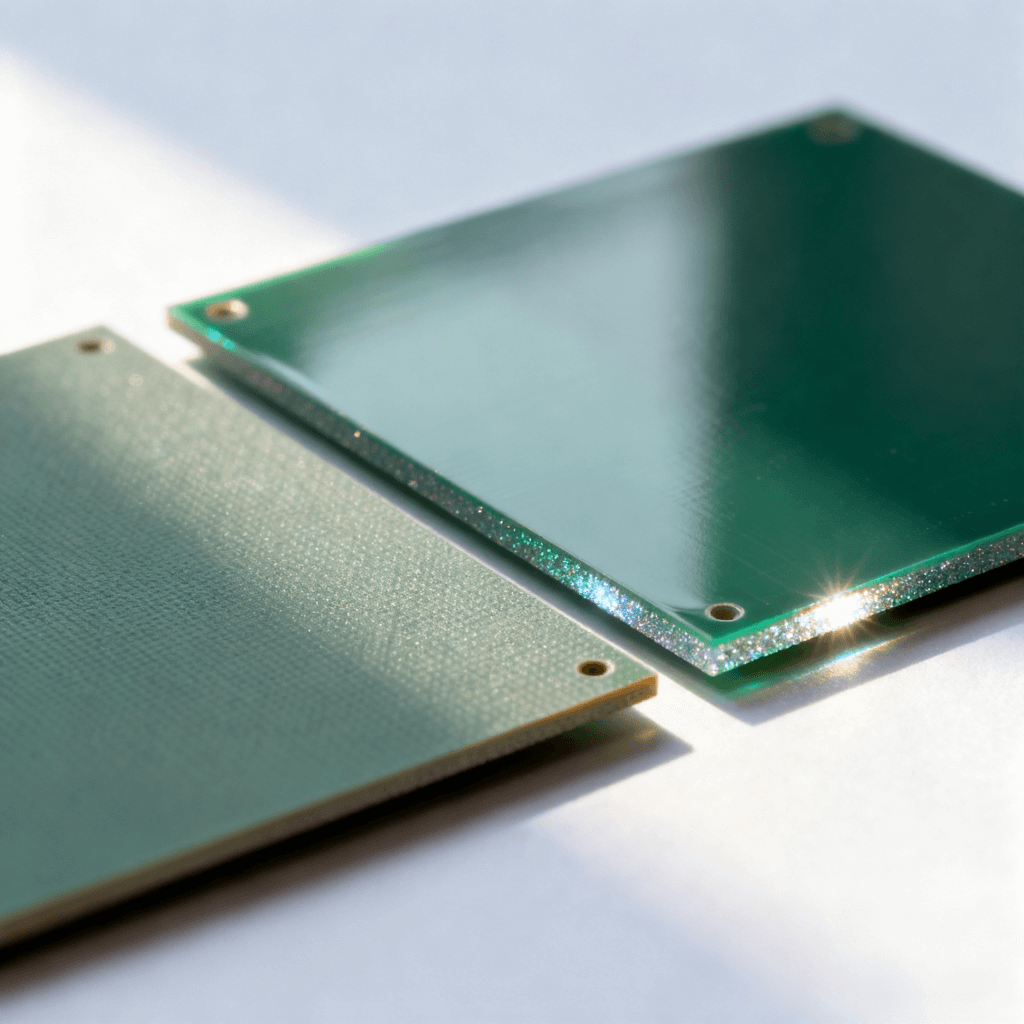 普通FR4與高頻特種PCB板材樣本表面質(zhì)感與材質(zhì)對(duì)比