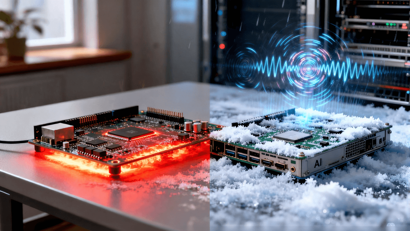 AI服務(wù)器PCB高可靠性測(cè)試場(chǎng)景，展示在極端溫度、振動(dòng)與電磁干擾環(huán)境下的穩(wěn)定性能