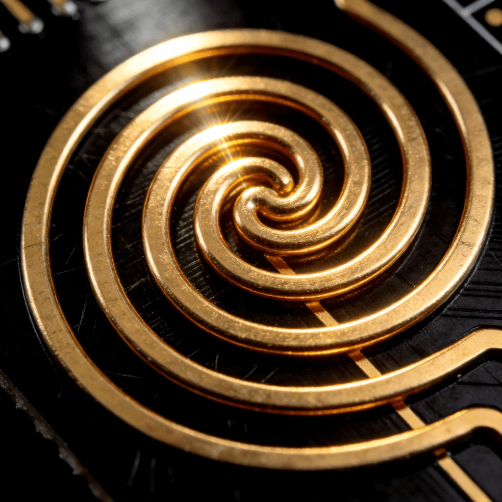 高效蝸狀結(jié)構(gòu)無線充電器PCB線圈精密圖案特寫