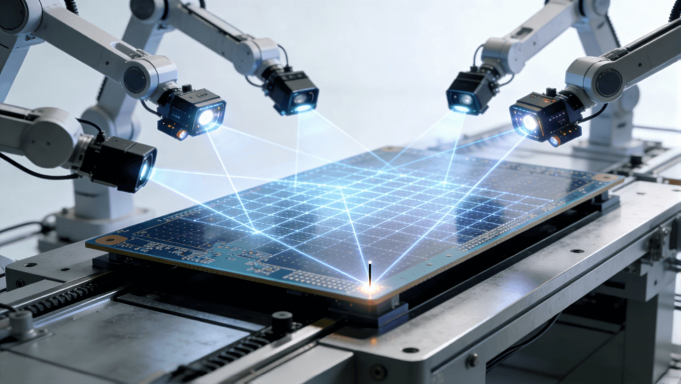 AI視覺檢測系統(tǒng)在軟硬結(jié)合板生產(chǎn)線上進(jìn)行自動化精密檢測的場景